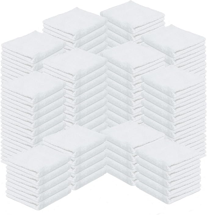 Reed&ampPick Terry Bar Mop Towels (Value Pack of 100) Size 14x17 – Absorbent and Durable Multipurpose Cleaning Rags Cotton Cleaning Towels Terry Cloth Rags Reusable Shop Rags (White)