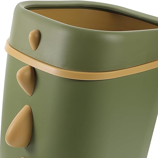 Cartoon Dinosaur Trash Can Large Capacity Green Wear-Resistant Wastebasket for Room and Home Office Storage