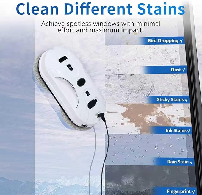 Patiixie Automatic Window Cleaning Robot Window Cleaner Robot Auto Dual Spray 2026 Model Robot Limpia Vidrios AI Path Planning 3000Pa Suction Remote Control Edge Detection for Streak-Free Glass