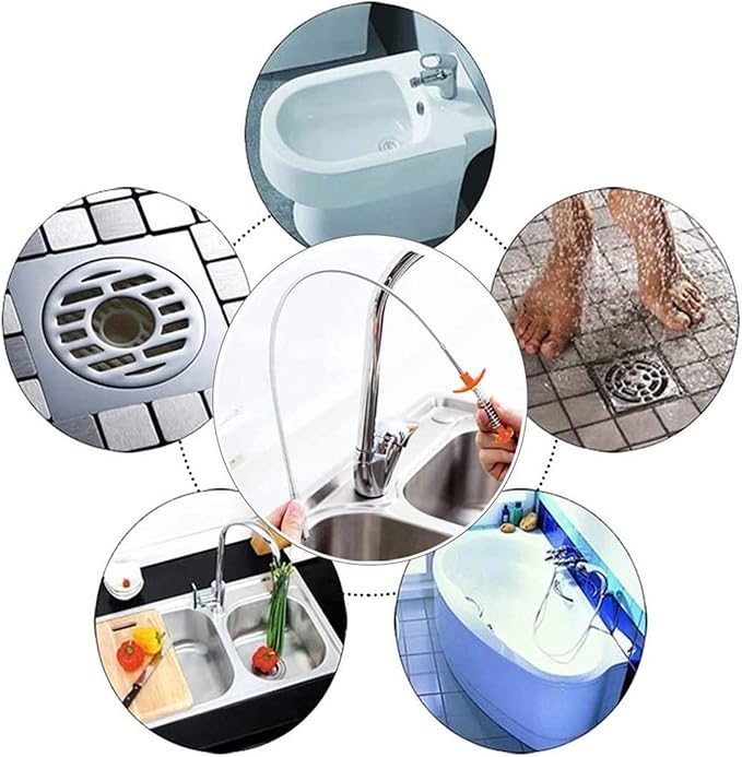 Spring Pipe Dredging Tool -60-250 Cm Drain Dredger Clog Tool for Kitchen Sink Sewer Cleaning Hook Tool (Color : 90cm -35inch)