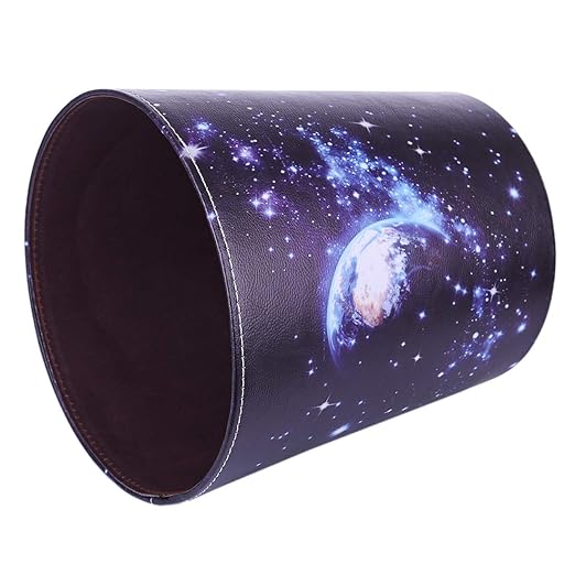 Leather Trash Can Decorative Waste Basket 10L Capacity Small Waste Paper Basket Waterproof Garbage Can for Bathroom Bedroom Office Kitchen and Living Room - Starry Sky