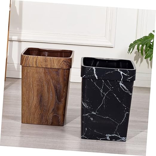 Wood Grain Waste Container Retro Style Trash Can for Bathroom Bedroom and Kitchen Stable Structure Easy to Clean Nordic Design Wastebasket