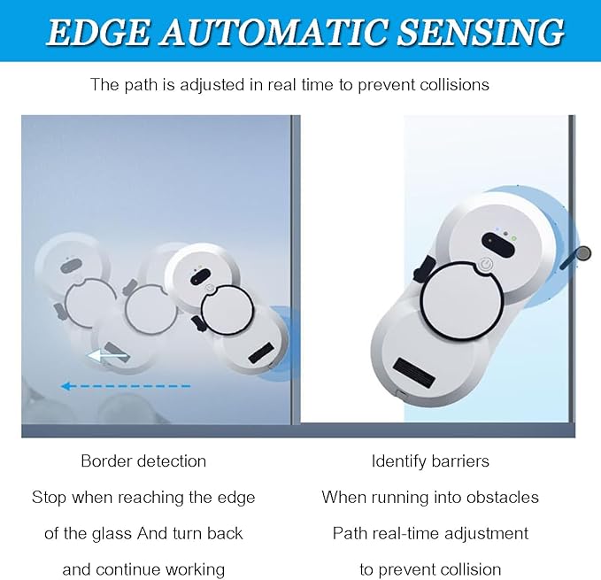 20-Minute Power Failure Protection Window Cleaner With Remote Control | Automatic Water Spray Window Cleaning Robot | Smart Home Fully Automatic Glass Cleaner | Route Planning | Frame Sensing(White)