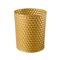 Large Metal Trash Can Wastebasket Decorative Honeycomb Garbage Can Modern Farmhouse Round Bin for Bathroom Bedroom Kitchen and Office (Gold)