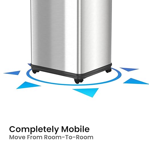iTouchless Glide 8 Gallon Pet-Proof Sensor Trash Can with Wheels and Odor Control Stainless Steel Kitchen Garbage Bin Stops Dogs and Cats Getting in
