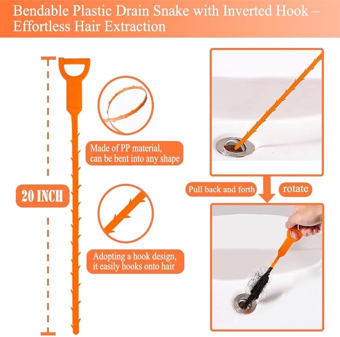 Drain Snake Auger（33 Feet） Plumbing Snake Drain Hair Clog Removal Tool Heavy Duty Snake Auger Sink Unclogger Drain Cleaner Tool for Bathroom Kitchen Tub Shower Drain Clog Remover with Gloves