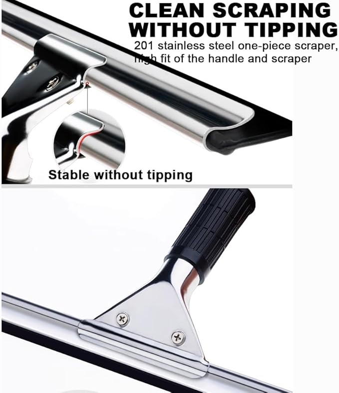 13.8-Inch High-Reach Window Wiper Set with 1.2-15M Aluminum Alloy Telescopic Cleaning Pole Professional Stainless Steel Glass Wiper Suitable for Residential/CommercialPole Length 1.2m