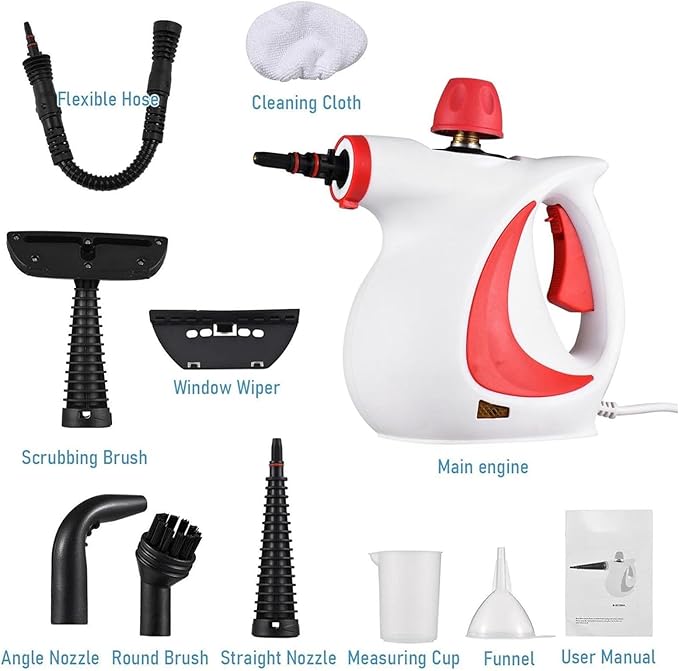Delilahs Natural Steam Cleaner Official Delilahs Natural Steam Cleaner Delilah Steam Cleaner with 9 Accessories Handheld Power Steam Cleaner for Households (pink)