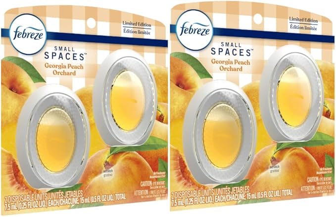 F.e.b.r.e.z.e Small Spaces Air Freshener Limited Edition.25 fl. oz. 4 Count (Pack of 1) (Georgia Peach Orchard)