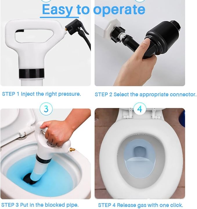 High Pressure Toilet Plunger Drain Unblocker Powerful Manual Pneumatic Dredge Equipment Air Drain Blaster Cleaner for Kitchen Bathroom Clogged Pipe