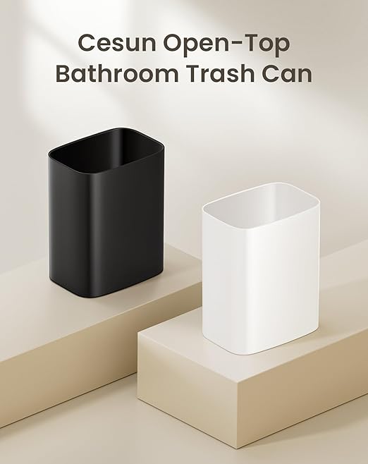 Cesun 3.4 Gallon Bathroom Trash Can Small Office Garbage Can Slim Metal Waste Basket for Bedroom Dorm Toilet Near Desk Under Sink RV (Black)