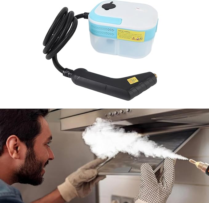 Handheld Steam Cleaner Effortlessly Clean Indoor Decorations Tiles Grout with Safety Locking Mechanism 3 Brush Heads for Home Car Office Kitchen Bathroom Living Room (US