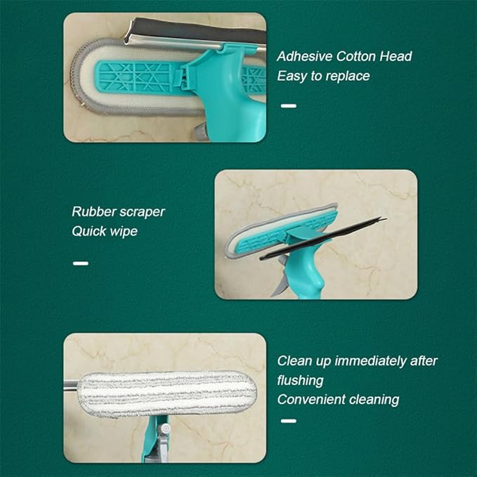 Glass Window Wiper Soap Cleaner Rubber Scraper Mirror Bathroom Wall Cleaning Brush with Sponge Brush Head BottleWhite 27 * 10 * 31cm