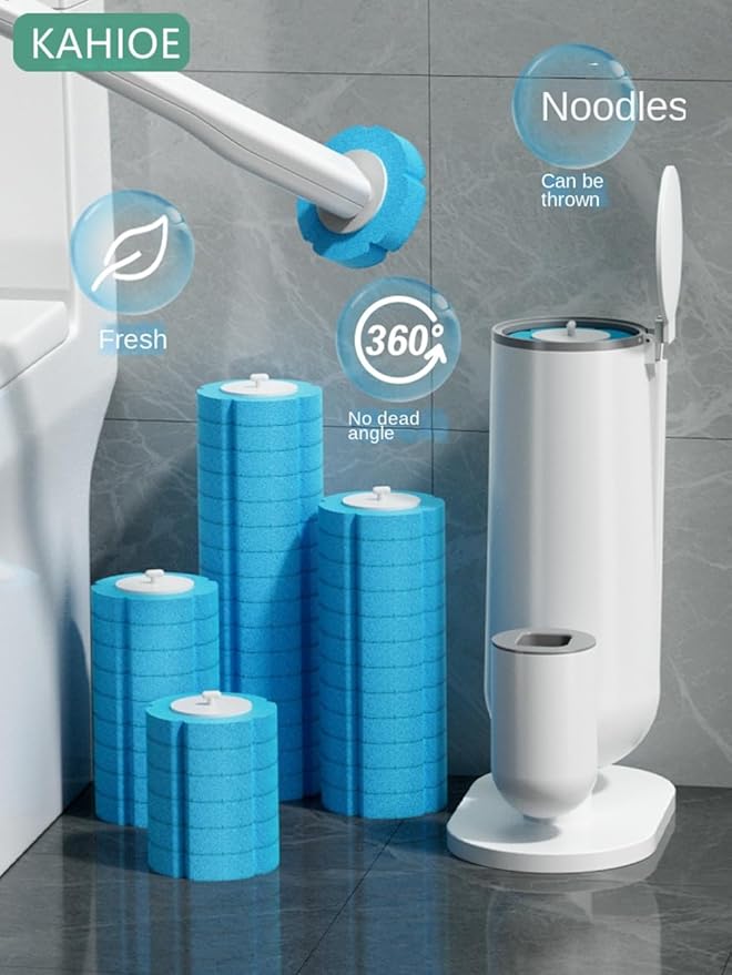 Disposable Toilet Brush with 24PCS Cleaner Refills Bathroom Bowl Wand Holder Set for Sink Bathtub Wash Basin Mop Pool (Toilet Cleaning Kit)