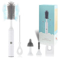 Electric Bottle Brush 4 Piece Bottle Brush Set with Baby Bottle Brush Cleaner Nipple Brush Pacifier Cleaner Straw Cleaner Brush Gifts for Newborns and Mothers White