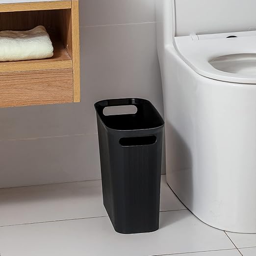 rejomiik Small Trash Can Garbage Can Slim Waste Basket 3.5 Gallon Black and White