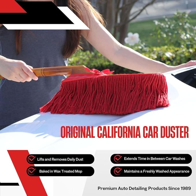California Car Duster 62442 Standard Car Duster with Wooden HandleRed
