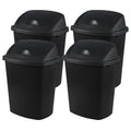 4 Pack Plastic Commercial Trash Can Wastebasket Garbage Container Bin with Swing Top Lid 6.6 Gallon/25 Liter