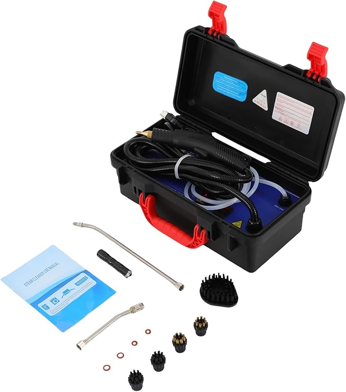Steam Cleaner 1700W Portable Handheld Steam Cleaner 6 High Speeds Pressure Temperature Steam Cleaning Machine w/3 Brush Heads 360 ° Mobile Steam Cleaners for Kitchen Furniture Bathroom Car 110V