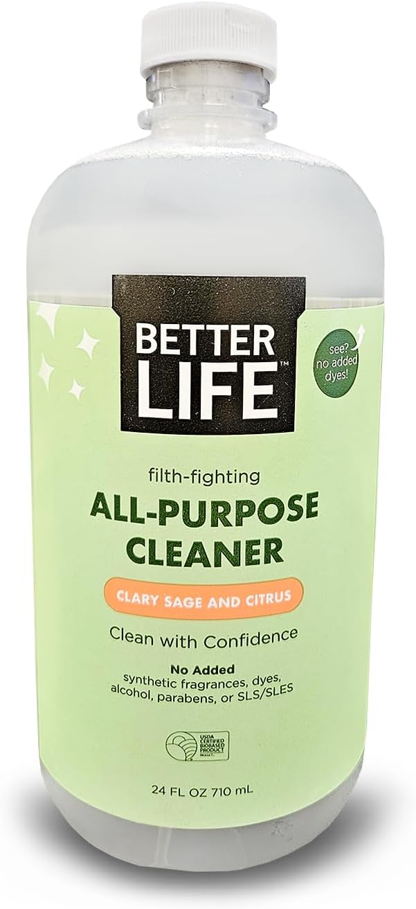 Better Life Bathroom Cleaner Tea Tree &amp Eucalyptus 32 Oz(2 Pack) + All Purpose Cleaner Clary Sage &amp Citrus 24 Oz (1 Pack)