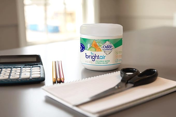 Bright Air 14 oz. Super Odor Eliminator For Medium-Size Spaces Cucumber Water &amp Fresh Melon Scent Case of 6 Odor Eliminator &amp Air Freshener Natural Essential Oils Lasts Up to 90 Days Eac