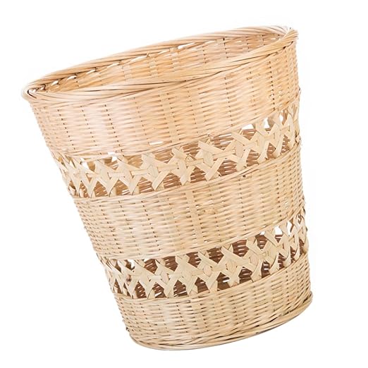 1Pc Hand Woven Trash Can Retro Decorative Wastepaper Basket for Home Storage for Office and More Stylish and Wastebasket