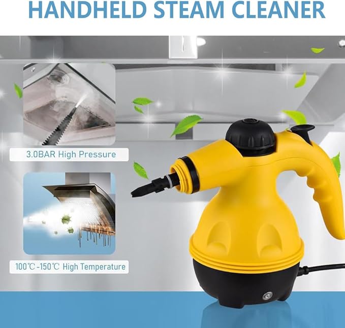 1000W Handheld Steam Cleaner 350ML Portable Steam Cleaner with 3.5Bar 140°C for Cleaning Upholstery Bathroom Grout and Tiles Car Detailing