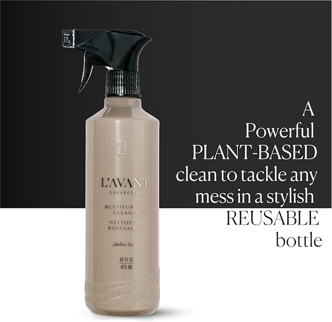 L’AVANT Collective High Performing Multipurpose Cleaner | Plant-Based Naturally Derived Formula Ambré Santal Scent - 16 Fl oz Refillable Bottle – All-Purpose Surface Cleaner