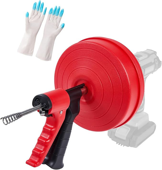 Pack of 1 Mild Steel Drain Drill Set Heat Dealt with Gauntlets 25FT Length Permanent for Unclogging Conduits Electric Unclogger Set