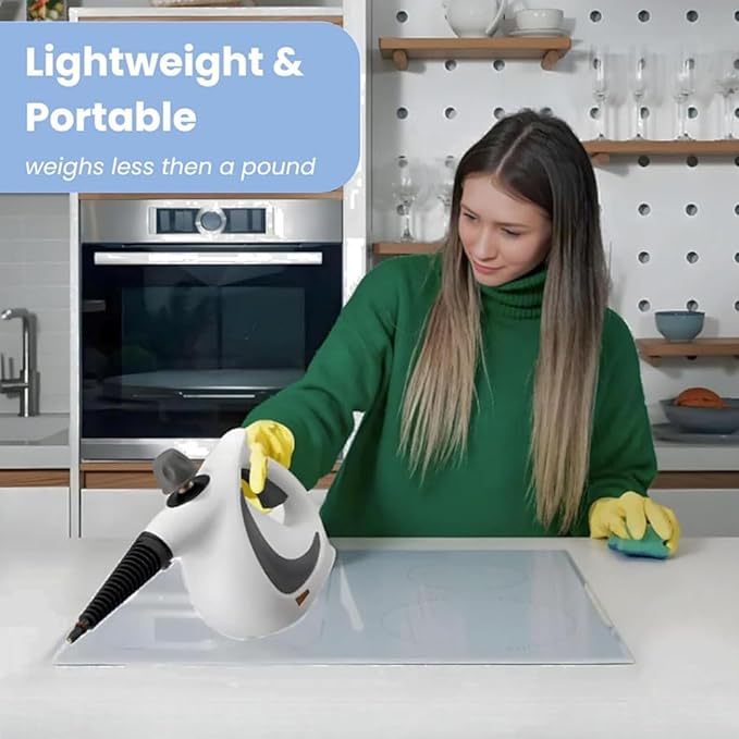 1500W High Pressure Handheld Steam Cleaner Multi Surface Steam Disinfection Cleaner with 9 Accessories for Kitchen Bathroom Tile Grout Furniture Home.
