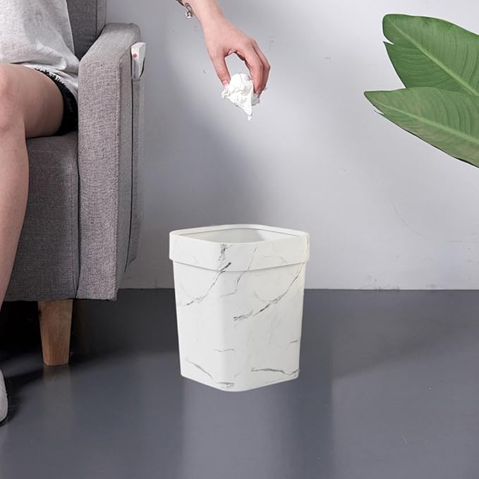 Open Top Trash Can Garbage Can Multipurpose Dustbin Waste Basket Bin Double Layers Trash Bin for Bathroom Guestroom Restroom White L
