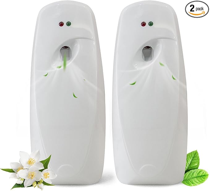 Automatic Air Freshener Dispenser 2-PackHistely Auto Air Freshener Spray Dispenser Wall Mounted or Free Standing Battery Powered w/Interval Spray Setting for Commercial &amp Home UseNo Drilling(Whi
