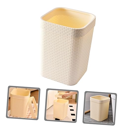 ABOOFAN Rattan Desktop Trash Can for Small Bathroom Office Desk Wastebasket Lid