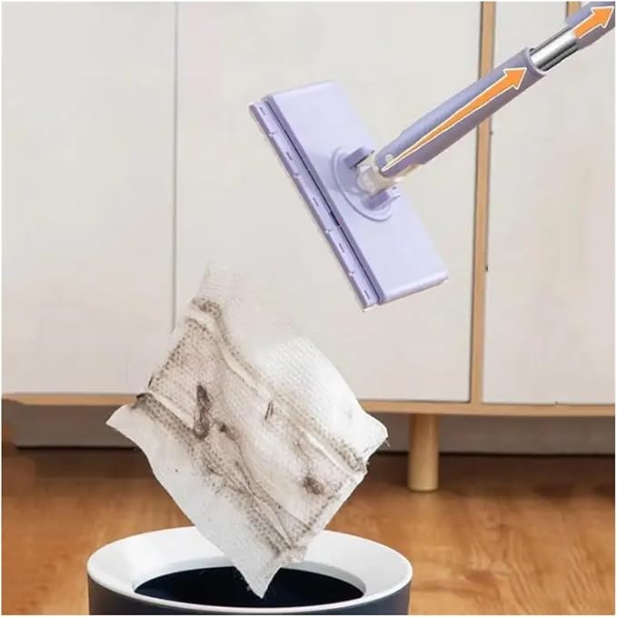1pc Portable Mini Mop Automatic Paper Towel Changing 360°Rotation Cleaning Tool for Floor Window Dust Removal No Cloth ﻿(90CM)