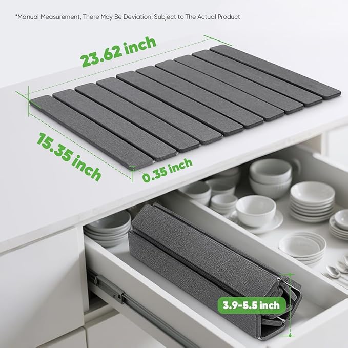 Stone Dish Drying Mat for Kitchen Counter - 24 x 16 Ultra Absorbent Diatomaceous Earth Mat Fast Drying &amp Foldable Countertop Protector Non-Slip Eco-Friendly Stone Mat for Dishes
