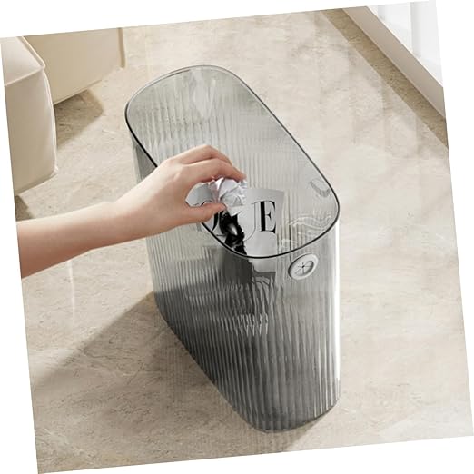 Angoily Transparent Trash Can No Touch Wastebasket for Kitchen Bathroom Office Easy Monitoring User Friendly Design Compact Garbage Container for Spaces