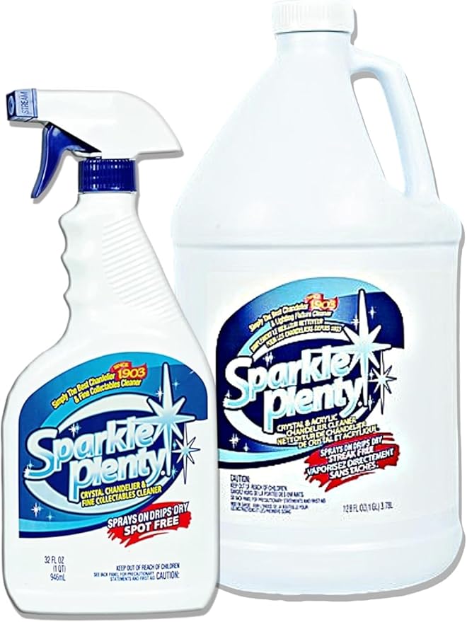 Sparkle Plenty Chandelier Cleaner Drip Dry Spray No Wipe -Dust Remover &amp Streak Free Glass Cleaner Spray for Crystal Chandelier &amp Window Screen -Versatile Household Cleaning Supplies (32 oz 1