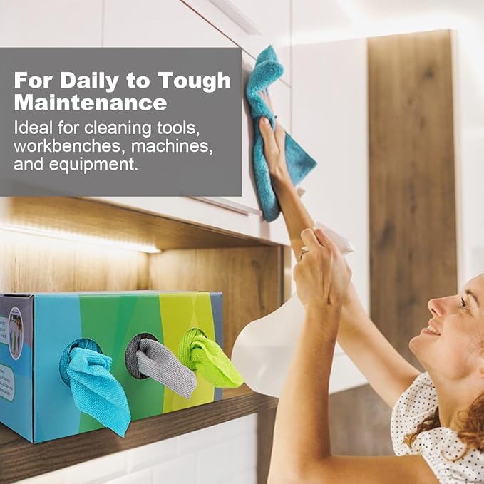 Microfiber Cleaning Cloth 150 Pack Reusable Paper Towels Microfiber Towels for Cars Lint Free Washable Tissues Shop Rags with Dispenser Box for Home Kitchen Automotive 11x 9 Multicolor