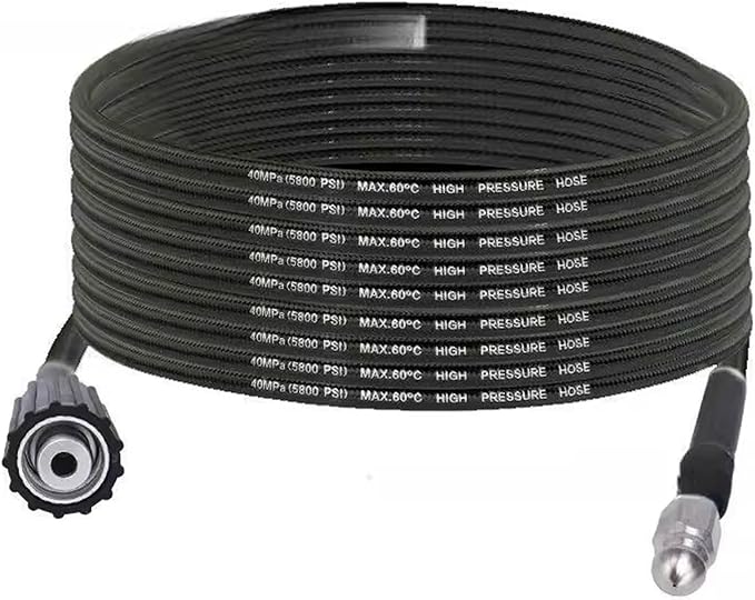15m M22 Drain Hose with 1+6 Nozzles High Pressure Pipe Unclogger for Bathroom Sink Blockage Commercial/Home Drain Unblocker