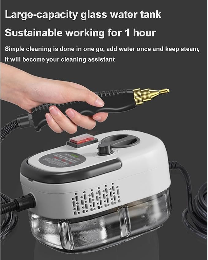 Handheld Steam Cleaner 1200ML Household Compact Kitchen Steam Cleaning Machine 6-Speed Adjustment Multi-Function Nozzle for Cleaning Floor Upholstery Grout and Car (Red)