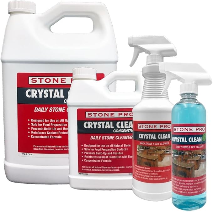 StonePro Crystal Clean - PH Neutral Cleaner for Stone Surfaces (Ready-To-Use Spray 16 oz)
