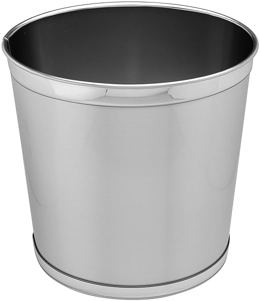 Stephanie Imports Made in USA 5-Gallon Sleek and Stylish Vinyl Mylar Waste Basket (13 X 11) (Metallic Silver)