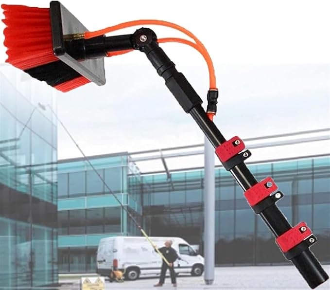 Window Cleaning Telescopic Pole Window Cleaning Pole Water Fed Pole Kit for Cleaner Conservatory Roof Photovoltaic Panel Cleaning Extendable Solar Panel Roof Cleaning Tools (50cmbrush 6mRod)