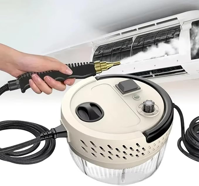 2500W Handheld Steam Cleaner with 3 Brush Heads 6-Speed Air Volume Adjustment Suitable for Cleaning Ovens Furniture Cars Glass Floors
