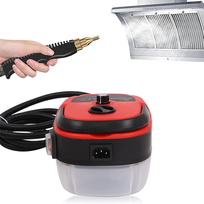 Steamer for Cleaning Pressure Steam Cleaner Handheld High Temp Portable Steam Cleaner Electric Steam Machine for Home Use Grout Tile Car Detailing Kitchen Bathroom (Red)