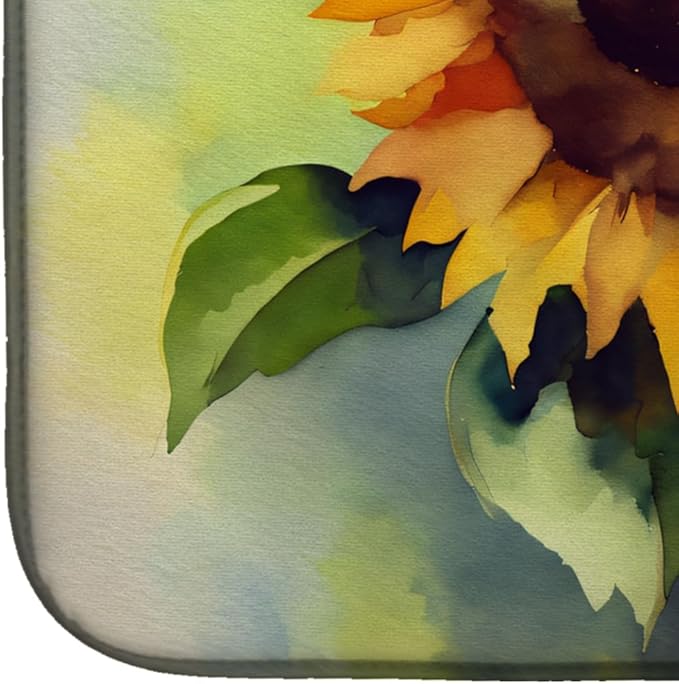 Caroline's Treasures DAC1613DDM Sunflowers in Watercolor Dish Drying Mat Absorbent Dish Drying Mat Pad for Kitchen Counter Dish Drainer Mat for Countertop 14 x 21 Multicolor