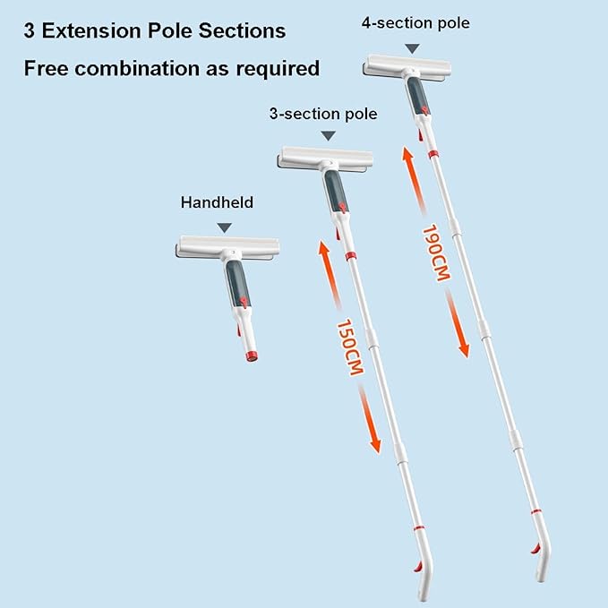 Extension Pole Window Cleaner Multi-Functional Glass Cleaning Household with Silicone Wiper Water Jet Window Cleaner Outdoor Window Cleaning Tools