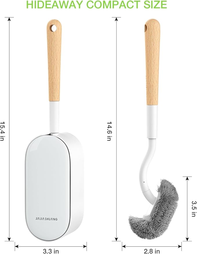 Bamboo Toilet Brush Set 2 Pack with Ergonomic Design Compact Size Durable Bristles Wooden Holder for Bathroom Cleaning
