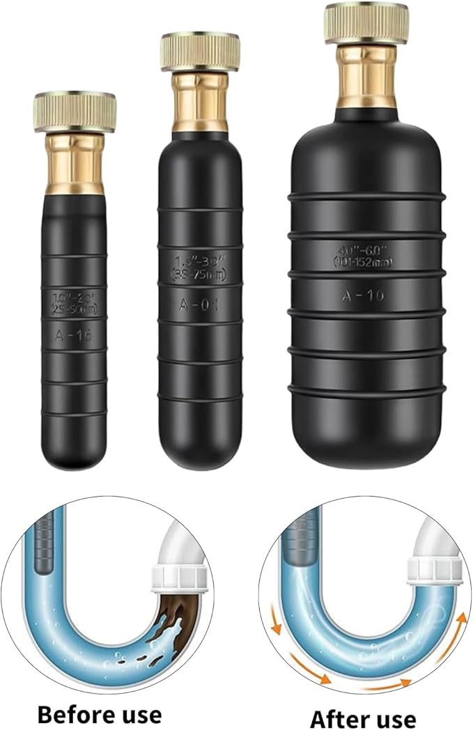3Pcs Drain Bladders Rubber Kitchen Plumbing Hair Clog Remover Fits 1 to 6inch Pipe for Main Drain Sewer Kitchen Sinks