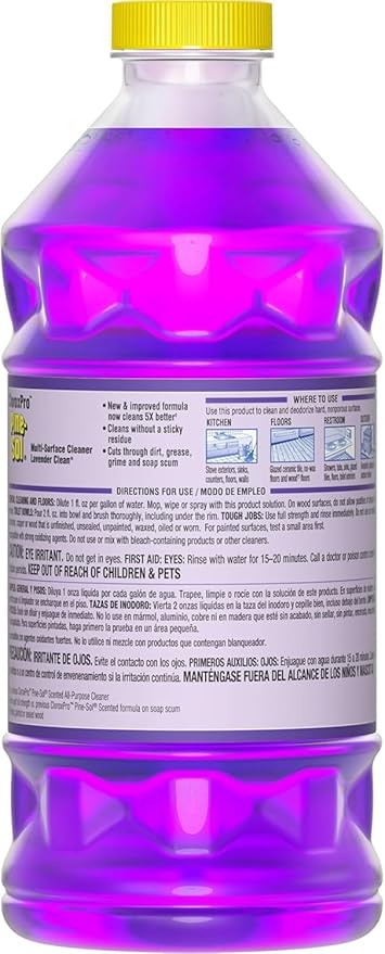 Pine-Sol 2X Concentrated Multi-Surface Concentrated Formula All-Purpose Cleaner Lavender Clean Scent 40 Fluid Ounces (Pack of 2 total of 80 Fl oz) Makes 80 Gallons Of Cleaning Solution